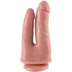 King Cock Double Penetrator Dobbelt Dildo 21 cm - Nude