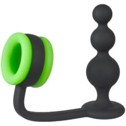 Ouch! Glow in the Dark Beaded Butt Plug med Penisring - Flere farver